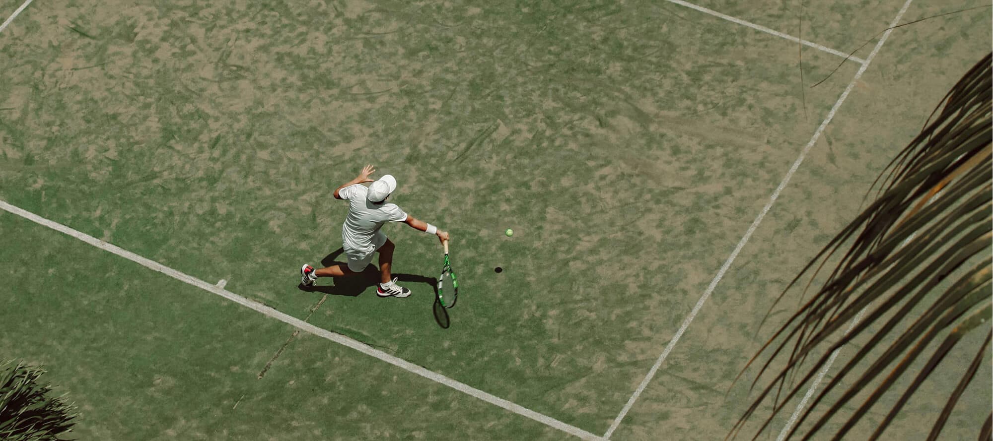 aerial view of man playing tennis